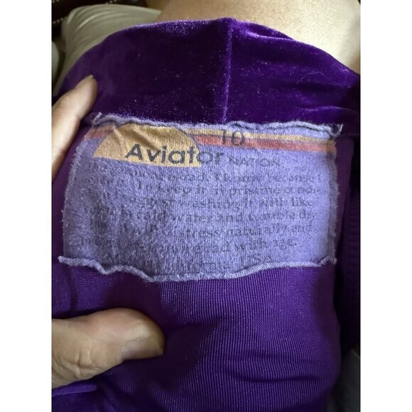 Aviator Nation Purple Velvet Zip Up Jacket Iconic Chic Glam Girlie SZ 10 - Picture 6 of 8